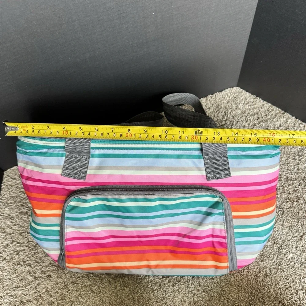 Thirty-One 31 Family Picnic Thermal Lollipop Stripe Large Thermal Tote Handles